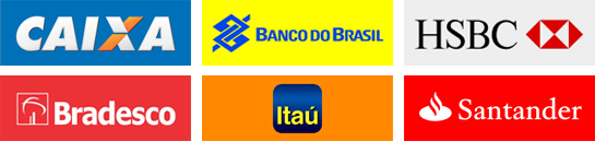 Bancos parceiros: Caixa, Banco do Brasil, HSBC, Bradesco, Itaú e Santander